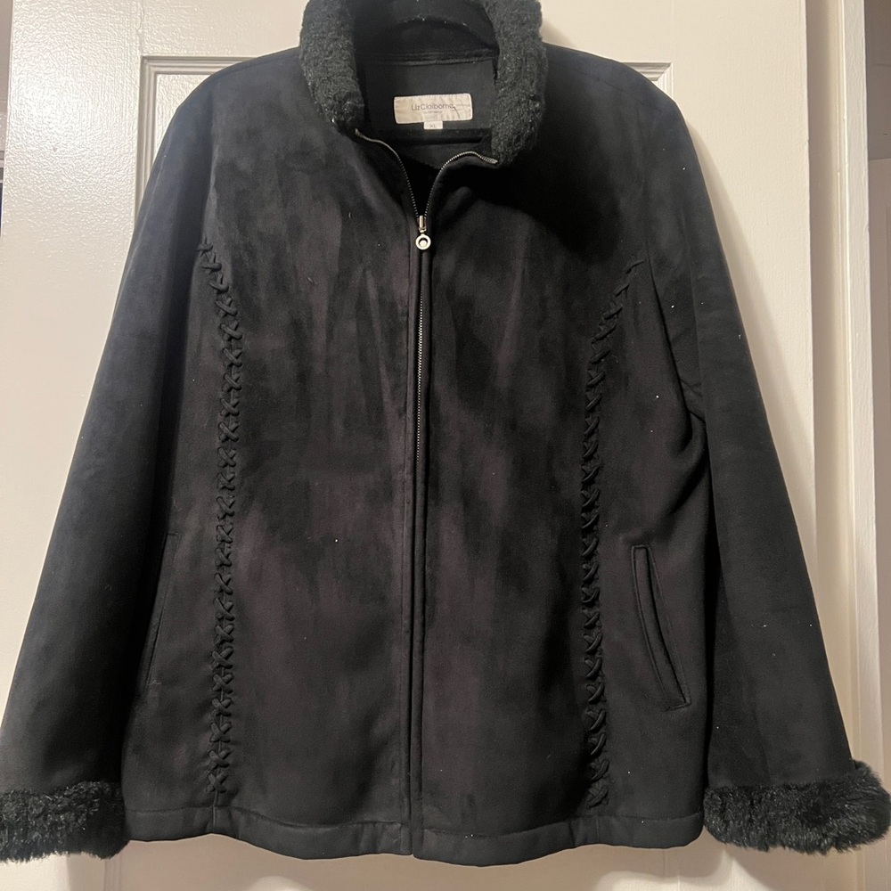 Liz Claiborne Elegant Black Teddy Jacket
